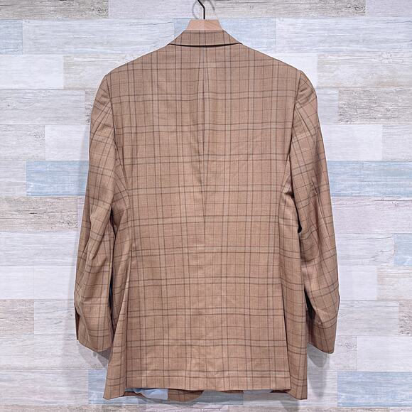 Holland & Sherry Bespoke Peak Lapel Sport Coat Tan Plaid Savile Row Mens 38R - Picture 5 of 8